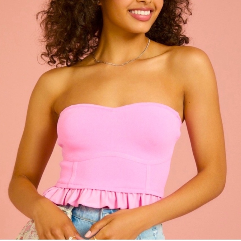 Altar’d State strapless corset with ruffle hem NWT